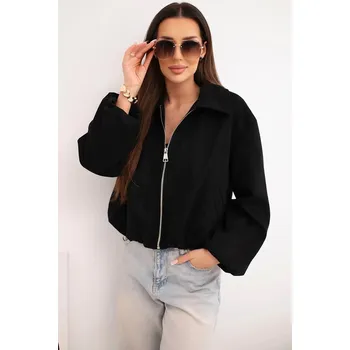 Dámská bunda se zipem a nabíraným rukávem černá UNI