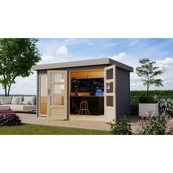 Zahradní stavba dřevěný domek KARIBU LAHAR 5 (11978) terragrau