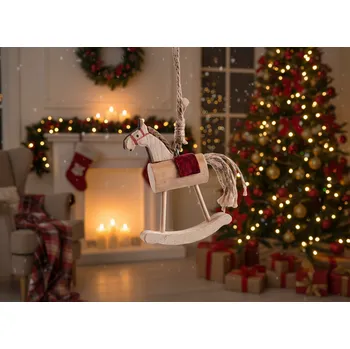 Vánoční dekorace Vánoční závěsná dekorace JOAO koníček ze dřeva 7x2,5x9 cm 711763