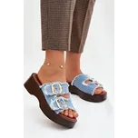 Dámské pantofle na platformě 100-486 Jeans modrá s černou - Joalice Paris jeans-sv.modrá 41