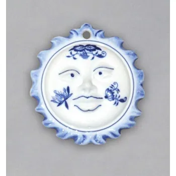 Vánoce Cibulák Vánoční ozdoba sluníčko oboustranné 10 cm originální cibulákový porcelán Dubí, cibulový vzor,