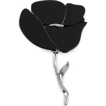 Šperk Brož květ - 3 černá stříbrná