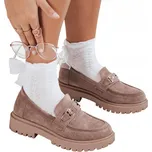 Dámské béžové semišové mokasíny na platformě ZY1126 - 38
