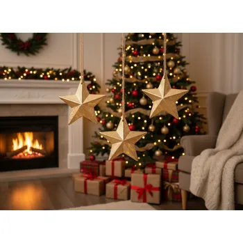 Vánoční dekorace Vánoční dekorace FELIX 3 ks zlaté hvězdy 13x13 cm Cena za 3 kusy v balení 754272