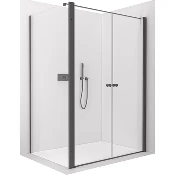 CERANO - Sprchový kout Antelo L - L/P - 6 mm - černá matná, transparentní sklo - 80x70 cm - otočný