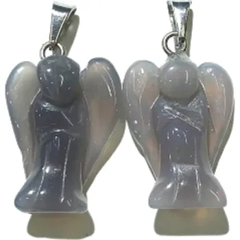 Přívěsek Achát šedý Anděl strážný přívěsek přírodní kámen ručně broušený 2 - 2,2 cm