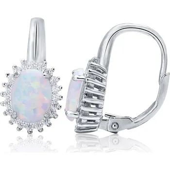 Náušnice Olivie Stříbrné náušnice BÍLÝ OPÁL 4866 Ag 925; ≤3,8 g.