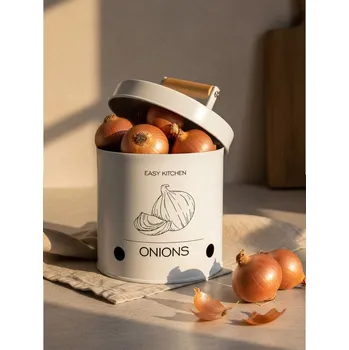 Dóza na potraviny Sinsay - Kovová nádoba na cibuli s víkem - bílá - 238HO-00X - 238HO-00X-ONE