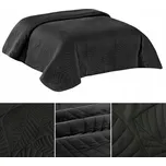 Přehoz na postel pohovku 220x240 PROŠÍVANÝ s motivem listů mikrovlákno Corrado ČERNÁ