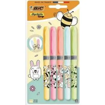 Set školních potřeb Zakreślacz Grip Pastel Kawaii mix 5szt BIC