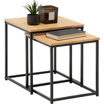 Konferenční stolek Sada Stolků Koko -Exklusiv-, přírodní barvy, černá, 34 cm, 38 cm, 36 cm