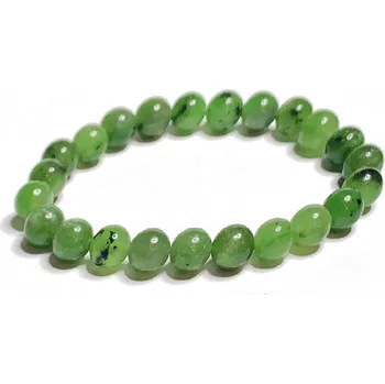 Šperk Nefrit náramek elastický přírodní kámen, kulička 8 - 9 mm / 16 - 17 cm, kámen klidu