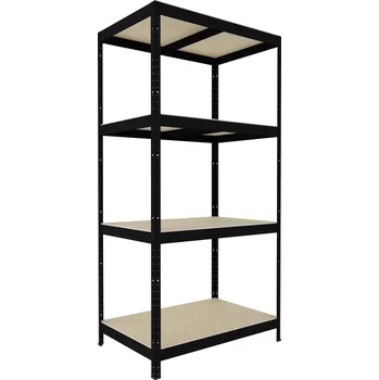 Dílenský regál Regál do skladu Biedrax 60 x 60 x 180 cm, černý, 4 police OSB 10 mm, nosnost 200 kg na polici