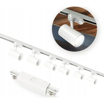 Bodové svítidlo Třífázový lištový systém 1m+1m, vnější I spojka, 6x Svítidlo, 2x záslepka BÍLÁ