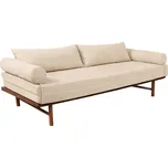 Woodman Krémově bílá rozkládací pohovka Le MAR 201 cm s tmavou dřevěnou podnoží