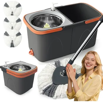 Bezpečnostní kamera OTOČNÝ MOP S KYBLÍKEM 2V1 ROTAČNÍ DVOUKOMOROVÝ ŽDÍMAČ KULATÝ + 3 NÁHRADNÍ HLAVICE