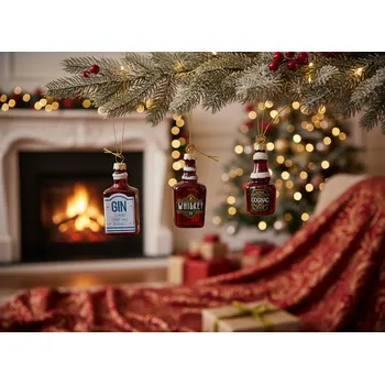 Vánoční dekorace Vánoční závěsná dekorace ve tvaru láhve DRINKS 3 ks 4x6 cm Cena za 3 kusy v balení 272084