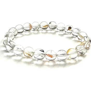 Šperk Herkimer diamantový energetický křemen náramek elastický přírodní kámen, kulička 8 - 9 mm /16 - 17 cm, kámen štěstí