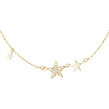 Řetízek Olivie Stříbrný pozlacený náhrdelník HVĚZDIČKY 4403 Ag 925; ≤1,8 g.