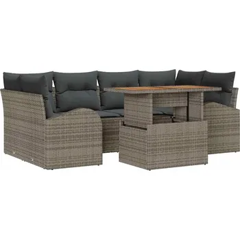 Zahradní sestava 7dílná zahradní souprava z umělého ratanu, šedá, sedací souprava