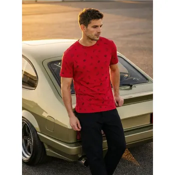 Sinsay - Vzorované bavlněné tričko - červená - 275HL-33X - 275HL-33X-XS