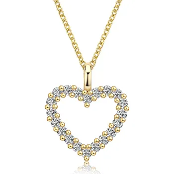 Řetízek Olivie Stříbrný náhrdelník GOLD 0,6ct MOISSANITE SRDCE 9804 Ag 925; ≤2,8 g.