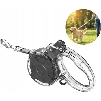 Vodítko pro psa Samonavíjecí vodítko pro psy 4m transparentní černé reflexní s pojistkou