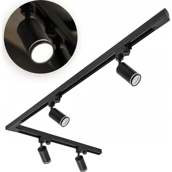 Bodové svítidlo Třífázový lištový systém 4x Svítidlo GU10 + Lišta 1m+2m + Spojka L ČERNÁ