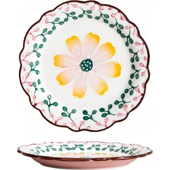 Talíř Dezertní talíř NOYA 21 cm HOMLA kameninový s květinovým motivem