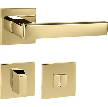 Dveřní kování TI - SONIA - HR 3095Q 5S rozety WC, klika/klika OLV - Mosaz leštěná lakovaná (01)