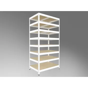 Dílenský regál Regál do dílny Biedrax 35 x 60 x 210 cm, bílý, 8 polic OSB 10 mm, nosnost 200 kg na polici