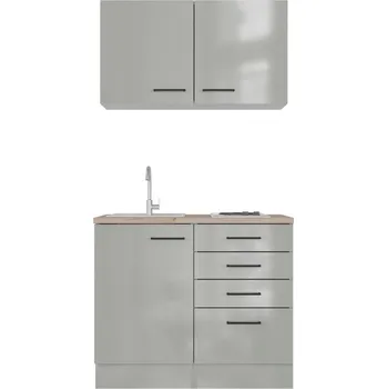 Kuchyňská linka Minikuchyně Levi, š.100 cm vč.dřezu a varné desky, světle šedá, 100 cm, 200 cm, 60 cm