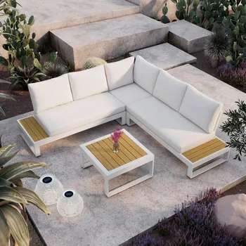 Zahradní sestava Terasová Sedací Souprava Marijana, krémová, 235 cm, 68 cm, 73 cm