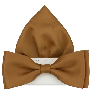 Skořicový pánský motýlek matný s kapesníčkem