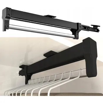 Věšák VÝSUVNÝ TELESKOPICKÝ VĚŠÁK DO SKŘÍNĚ 30 CM ČERNÝ KOVOVÝ DRŽÁK NA OBLEČENÍ