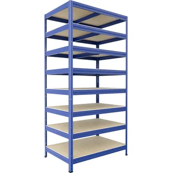 Dílenský regál Bezšroubový regál Biedrax 35 x 60 x 210 cm, modrý, 8 polic OSB 10 mm, nosnost 200 kg na polici