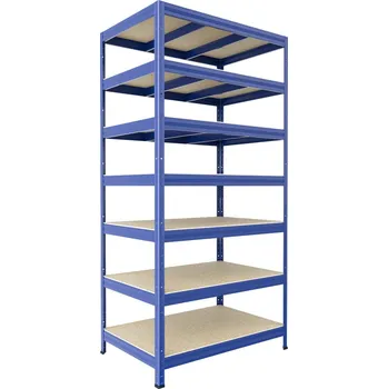 Prodejní regál Regál na šanony Biedrax 35 x 120 x 270 cm, modrý, 7 polic OSB 10 mm, nosnost 200 kg na polici