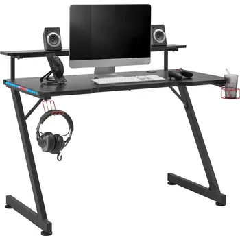 Psací stůl Herní stůl Racer II, černá, 120 cm, 75-90,8 cm, 64 cm