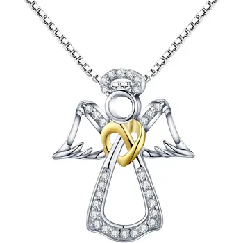 Řetízek Olivie Stříbrný řetízek ANDĚL SE ZLATÝM SRDCEM 2924 Ag 925; ≤3,3 g.