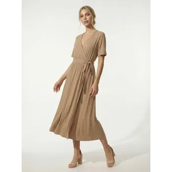 Dámské šaty Sinsay - Midi šaty s páskem s modalem - béžová - 173GY-08M - 173GY-08M-L