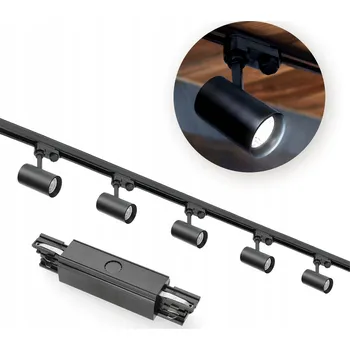 Bodové svítidlo Třífázový lištový systém, lišta 1m + 2m, vnější I spojka, 5x Svítidlo, 2x záslepka ČERNÁ