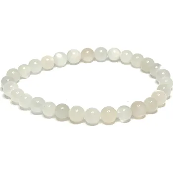 Šperk Měsíční kámen šedý náramek elastický přírodní kámen, kulička 6 mm / 16 - 17 cm, kámen osudu