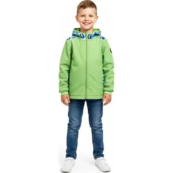 Dětská letní softshellová bunda bez zateplení, Surf, limetková, vel. 104 (Chlapecká lehká softshellová bunda s kapucí pro děti | Letní funkční bunda s kapucí | lehká, prodyšná a voděodolná)