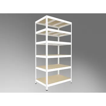 Prodejní regál Regál na šanony Biedrax 35 x 120 x 210 cm, bílý, 6 polic OSB 10 mm, nosnost 200 kg na polici