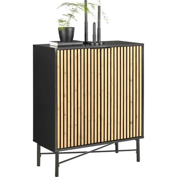 Komoda Komoda Madrid, přírodní barvy, černá, 76 cm, 90 cm, 35 cm