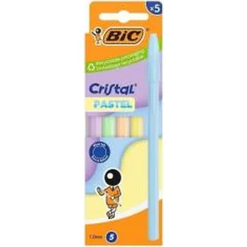Długopis Cristal Pastel 1mm niebieski 5szt BIC