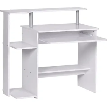 Konferenční stolek Psací stůl s nástavcem pro monitor bílá, bílá, 48,5 cm, 90,5 cm, 94 cm