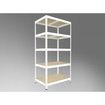 Dílenský regál Regál do garáže Biedrax 50 x 90 x 210 cm, bílý, 5 polic OSB 10 mm, nosnost 200 kg na polici