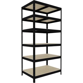 Dílenský regál Kovový regál Biedrax 60 x 60 x 210 cm, černý, 6 polic OSB 10 mm, nosnost 200 kg na polici