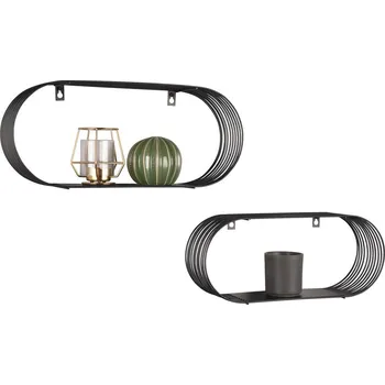 police Sada nástěnných regálů černa, černá, 43 cm, 18 cm, 10 cm